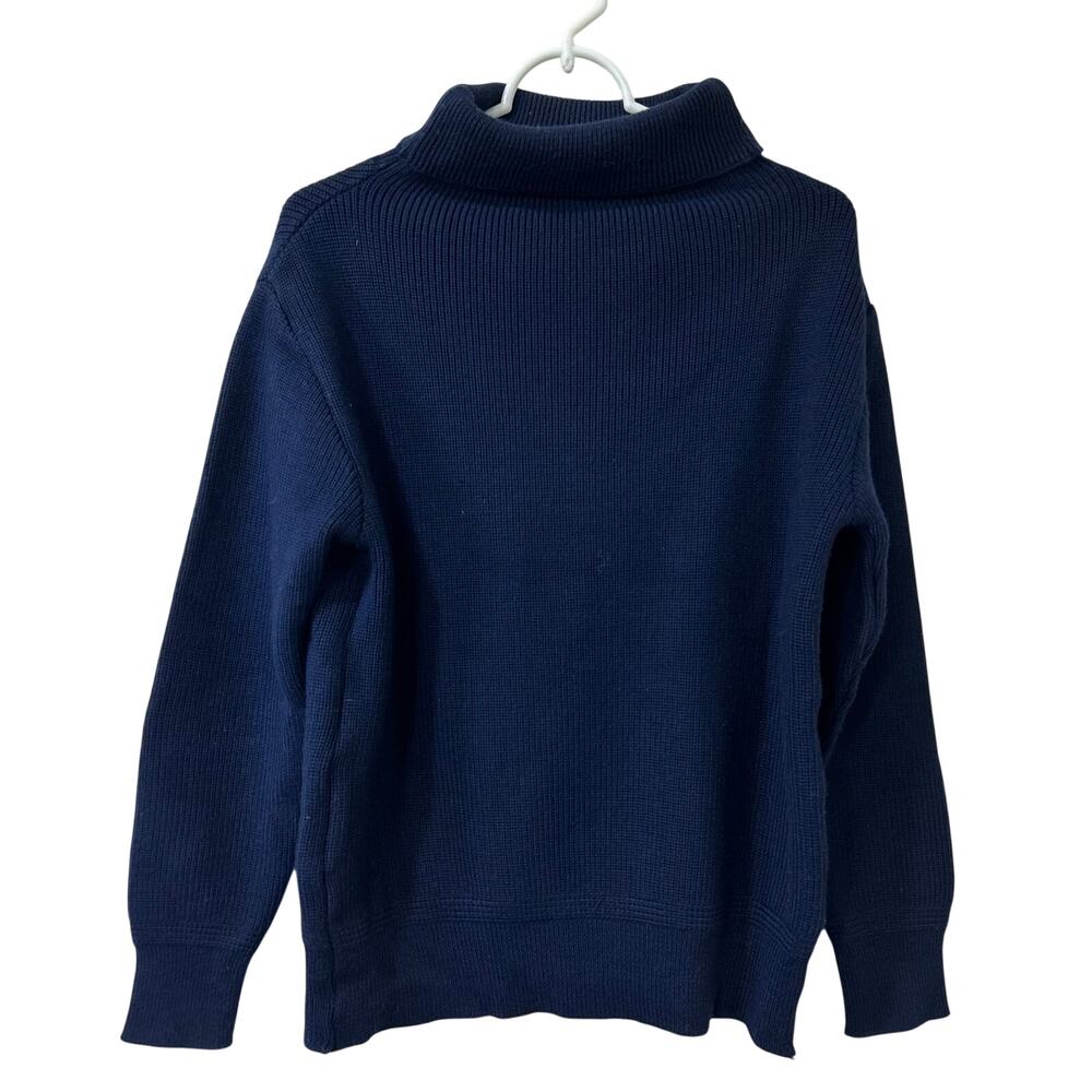 Womens Size Medium Navy Blue Heavyweight Knit Turtleneck Sweater Minimal Classic